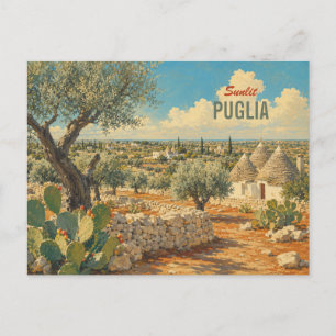 Vintage Puglia Italië - Olijfbomen Apulia Reis Feestdagenkaart