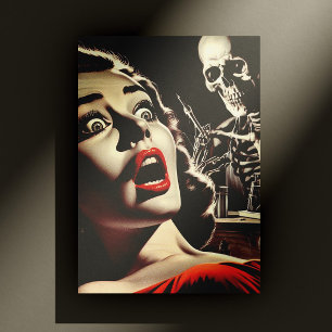 Vintage Pulp Horror Vrouw Briefkaart