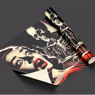 Vintage Pulp Horror Vrouw Cadeaupapier