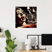 Vintage Pulp Horror Vrouw Poster (Thuiskantoor)