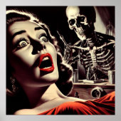 Vintage Pulp Horror Vrouw Poster (Voorkant)