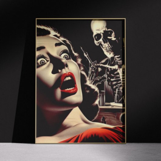 Vintage Pulp Horror Vrouw Poster