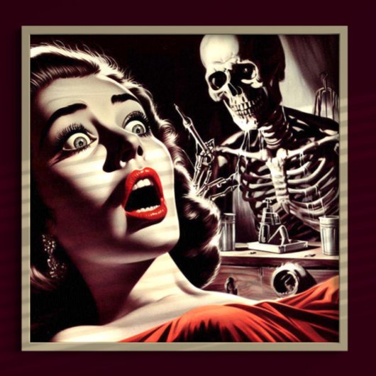 Vintage Pulp Horror Vrouw Poster