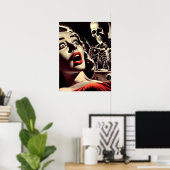 Vintage Pulp Horror Vrouw Poster (Thuiskantoor)