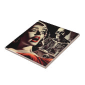 Vintage Pulp Horror Vrouw Tegeltje (Zijkant)