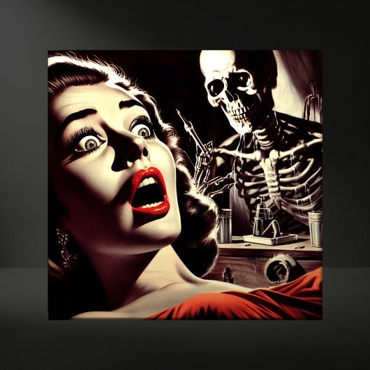 Vintage Pulp Horror Vrouw Tegeltje