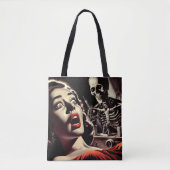 Vintage Pulp Horror Vrouw Tote Bag (Voorkant)