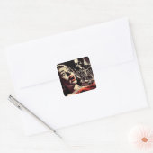 Vintage Pulp Horror Vrouw Vierkante Sticker (Envelop)