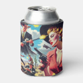 Vintage Pulp Western Illustration Blikjeskoeler (Blikje Voorkant)