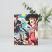 Vintage Pulp Western Illustration Briefkaart (Staand voorkant)