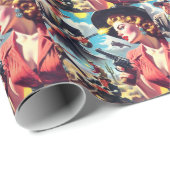 Vintage Pulp Western Illustration Cadeaupapier (Rol Hoek)