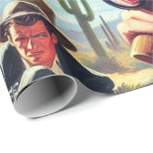 Vintage Pulp Western Illustration Cadeaupapier (Rol Hoek)