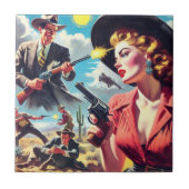 Vintage Pulp Western Illustration Tegeltje (Voorkant)
