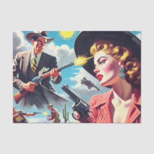 Vintage Pulp Western Illustration Tissuepapier
