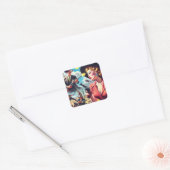 Vintage Pulp Western Illustration Vierkante Sticker (Envelop)
