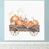 Vintage Pumpkin Cart Canvas Afdruk (Insitu (Houten vloer))
