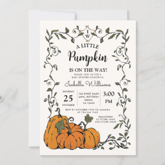 Vintage Pumpkin Gender Neutral Baby Shower Kaart