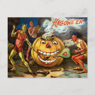 Vintage Pumpkin Halloween Briefkaart