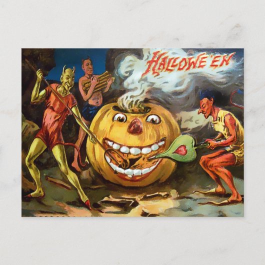 Vintage Pumpkin Halloween Briefkaart (Voorkant)