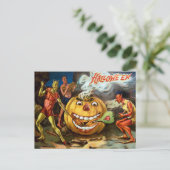 Vintage Pumpkin Halloween Briefkaart (Staand voorkant)
