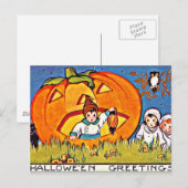 Vintage Pumpkin Halloween Greetings Briefkaart (Voorkant / Achterkant)