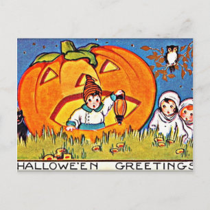 Vintage Pumpkin Halloween Greetings Briefkaart