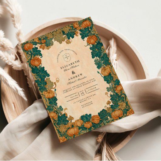 Vintage Pumpkin Harvest Wedding Kaart