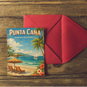 Vintage Punta Cana Dominicaanse Republiek Rustiek Briefkaart