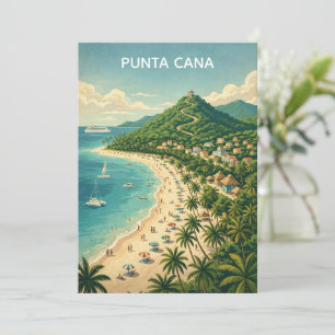 Vintage Punta Cana Dominicaanse Republiek Tropisch Kaart