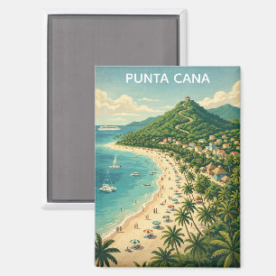 Vintage Punta Cana Dominicaanse Republiek Tropisch Magneet