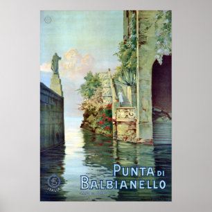 Vintage Punta di Balbianello Lago di Como Italië Poster