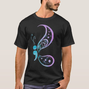 Vintage puntkomma vlinder Puntkomma tattoo Ment T-shirt