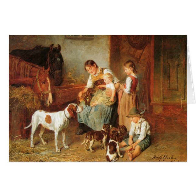 Vintage - Puppies ontmoeten Baby, (Voorkant Horizontaal)