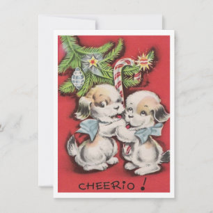 Vintage-Puppies voor kersttintjes Feestdagenkaart