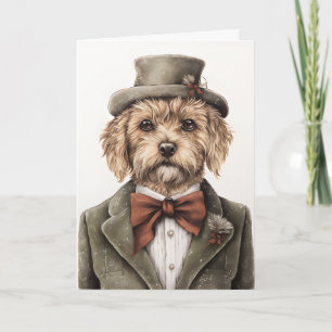 Vintage: Puppy Kerstmis  Kaart