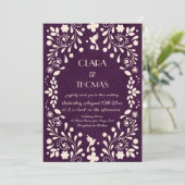 Vintage Purple Mexican Wedding Invitation Kaart (Staand voorkant)