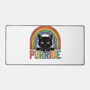 Vintage Purride Zwarte Kat Regenboog Shirt Ontwerp Bureaumat