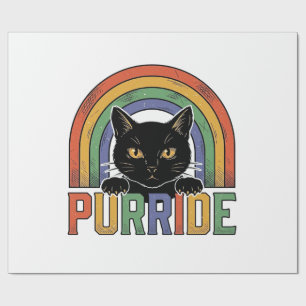 Vintage Purride Zwarte Kat Regenboog Shirt Ontwerp Cadeaupapier