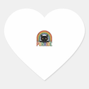 Vintage Purride Zwarte Kat Regenboog Shirt Ontwerp Hart Sticker