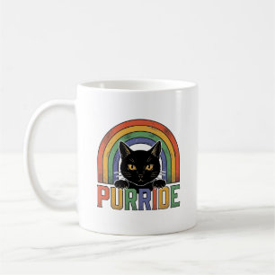 Vintage Purride Zwarte Kat Regenboog Shirt Ontwerp Koffiemok