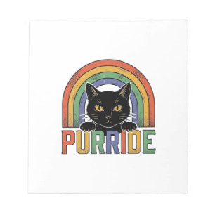 Vintage Purride Zwarte Kat Regenboog Shirt Ontwerp Notitieblok