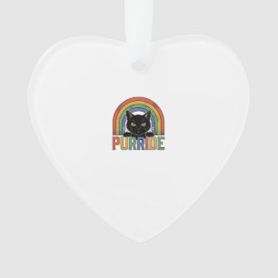 Vintage Purride Zwarte Kat Regenboog Shirt Ontwerp Ornament