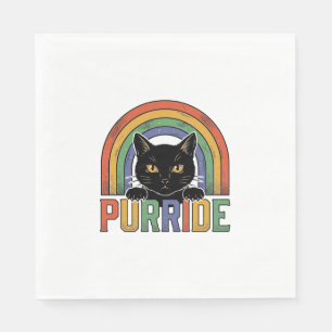 Vintage Purride Zwarte Kat Regenboog Shirt Ontwerp Servet