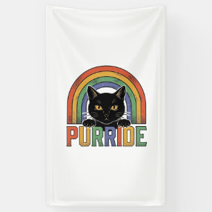 Vintage Purride Zwarte Kat Regenboog Shirt Ontwerp Spandoek