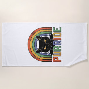 Vintage Purride Zwarte Kat Regenboog Shirt Ontwerp Strandlaken