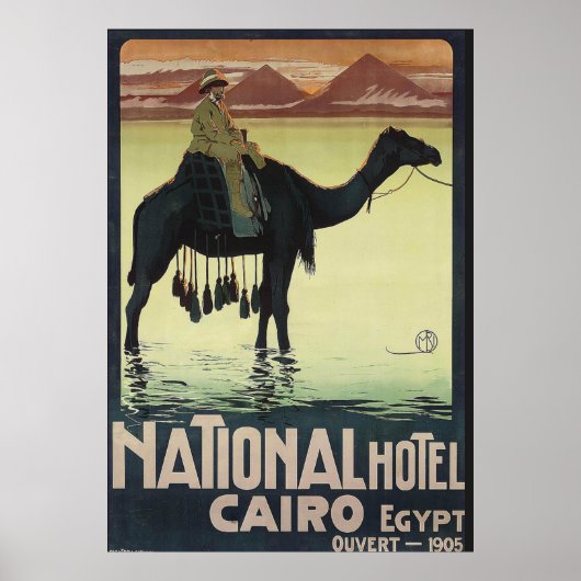 Vintage Pyramide Camel Poster in Caïro Egypte (Voorkant)