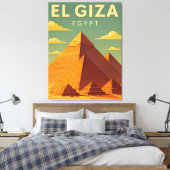 Vintage Pyramiden van Giza Canvas Print – Retro Ku (Insitu (Slaapkamer))