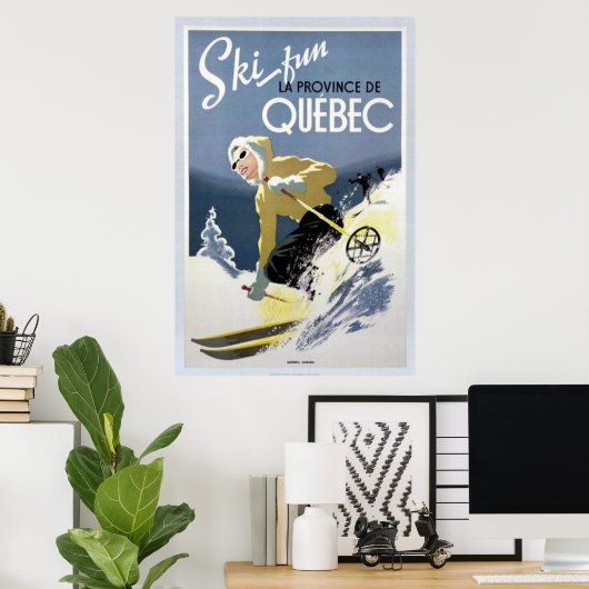 Vintage Quebec Ski Poster (Thuiskantoor)