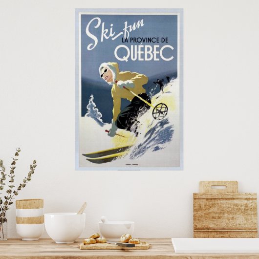 Vintage Quebec Ski Poster (Keuken)