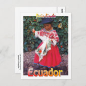 vintage Quechua Ecuador briefkaart meisje (Voorkant / Achterkant)